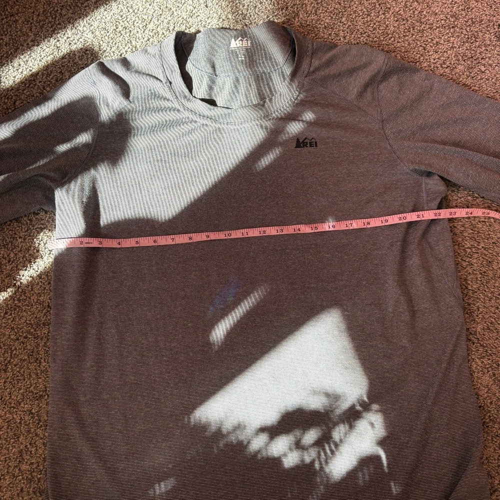 REI Long Sleeve Shirt Mens XL Grey Micro Stripe Raglan Crew Neck Hiking Gorpcore - Picture 11 of 11